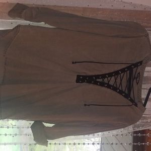 Olive green lace front top